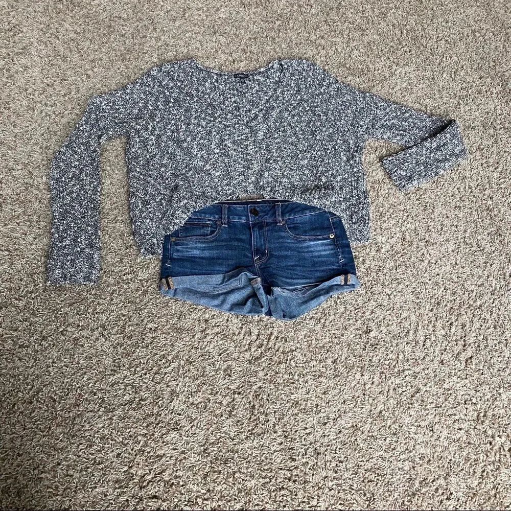 Express High Low Black & White Sweater M